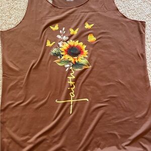 SHEIN Brown Sunflower Tank Top